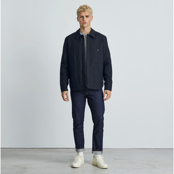 Everlane Mens The ReNew Quilted Liner Shirt Jacket Small Navy Blue Shacket NWT - Picture 2 of 9